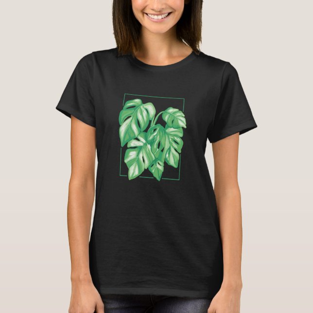 Monstera Variegata House Plant Ear Tropical Leaf T-Shirt (Vorderseite)