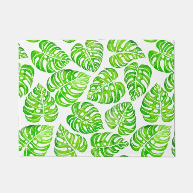 Monstera verlasse Aquarell Fußmatte (Vorderseite)