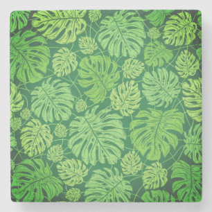 Monstera verlasse Blumenmuster Steinuntersetzer