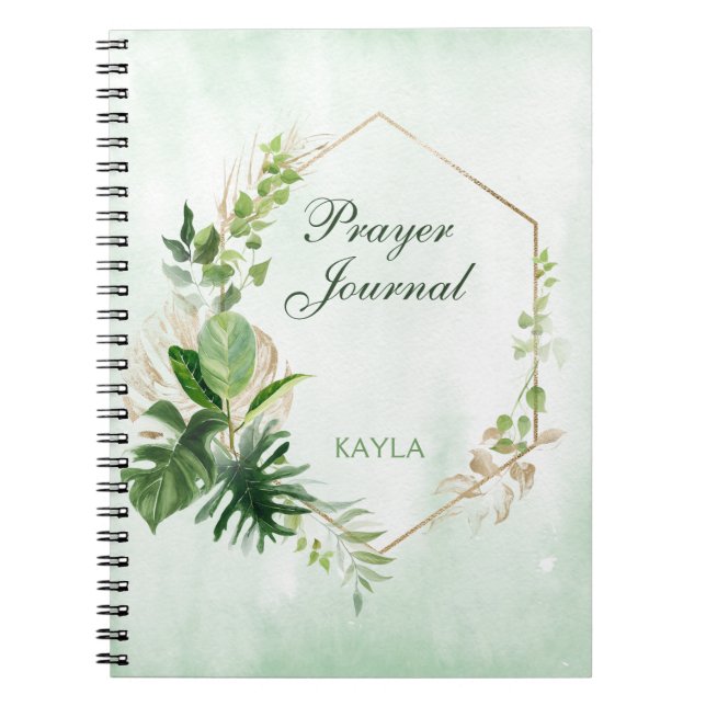 Monstera Verlasse Gold Frame Name Prayer Journal Notizblock (Vorderseite)