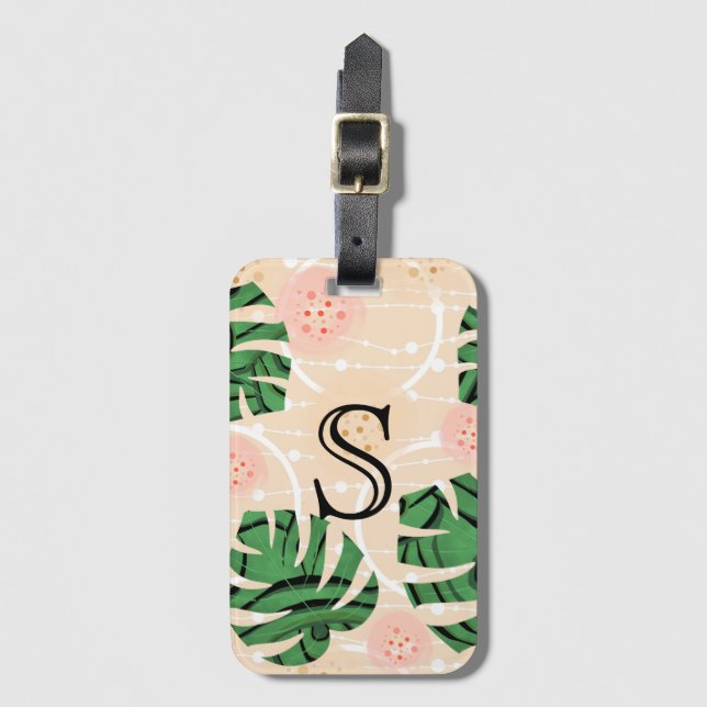Monstera verlasse pink. gepäckanhänger (Vorderseite Vertikal)