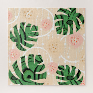 Monstera verlasse pink. puzzle