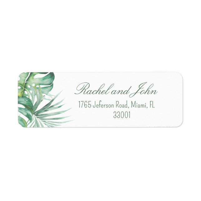 Monstera Verlasse Tropical Return Address Label (Vorne)