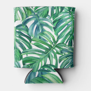 Monstera Verlasse: Watercolor Jungle Pattern. Dosenkühler