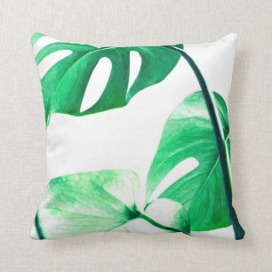 Monstera verlässt tropischen Palme Watercolor Kissen