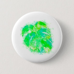 Monstera Watercolor Button