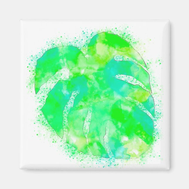 Monstera Watercolor Magnet (Vorne)