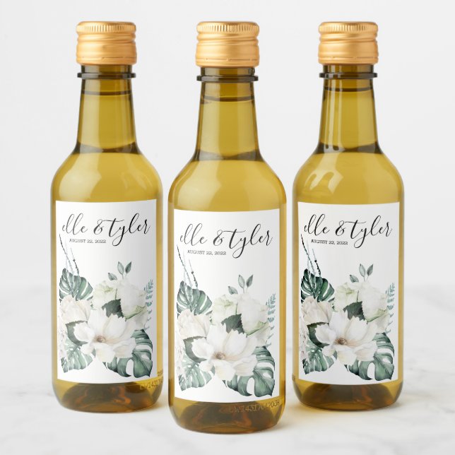 Monstera Wedding Wine Label Weinetikett (Flaschen)