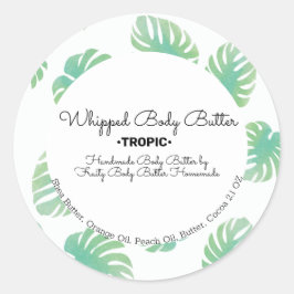 Monstera Whip Body Butter Bath Branding Packung Runder Aufkleber