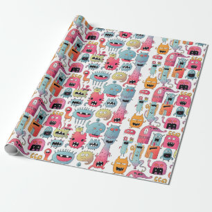 Monsterfiguren Geschenkpapier