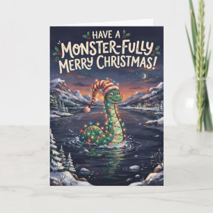 Monsterfrohhe Weihnachtskarte vom Loch Ness Karte