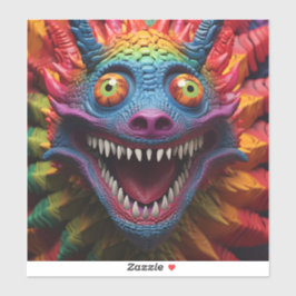 Monstergesicht in Regenbogenfarben Aufkleber