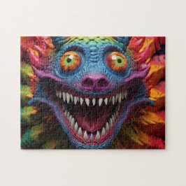 Monstergesicht in Regenbogenfarben Puzzle