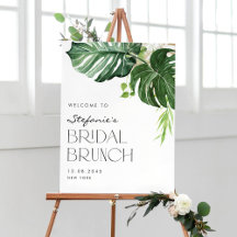 Monstero Tropical Bridal Brunch Willkommen