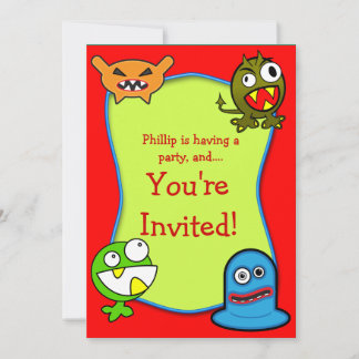 Monsters Kindergeburtstag Party Einladung