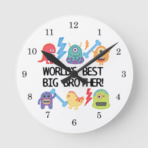 Monsters World Best Big Brother Runde Wanduhr