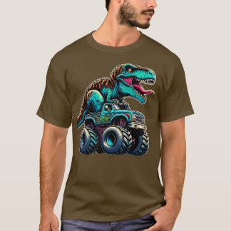 MonsterTruck Funny Design Riding T Rex Lover Anima T-Shirt