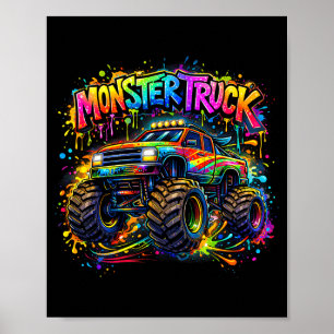 Monstertruck Retro-bunte Graffiti Kleinkinder Poster