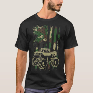 Monstertruck vintage Tarnung USA-Flagge Offroad T-Shirt