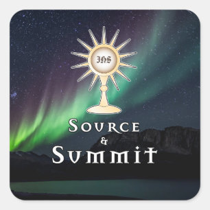 Monstrance Source & Summit Aurora Borealis Quadratischer Aufkleber