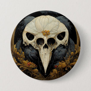 Monstrous Raven Horror Goth Gothic Button