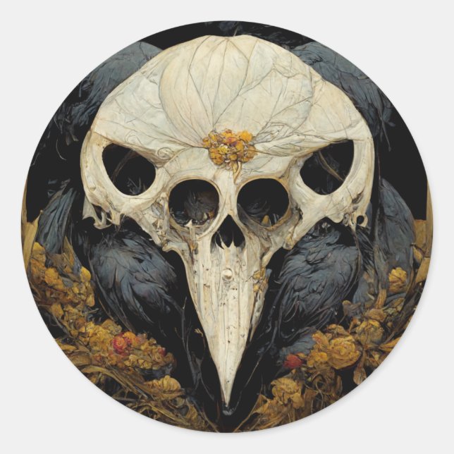 Monstrous Raven Horror Goth Gothic Runder Aufkleber (Vorderseite)