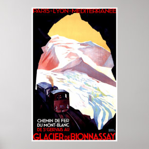 Mont Blanc, Berg Frankreich, Vintage Bahnreise Poster