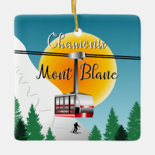 Mont Blanc Chamonix Vintage Reiseplakat Keramikornament