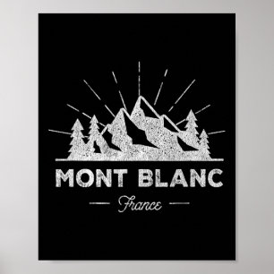 Mont Blanc Frankreich T-Shirt Vintage Skifahren Re Poster