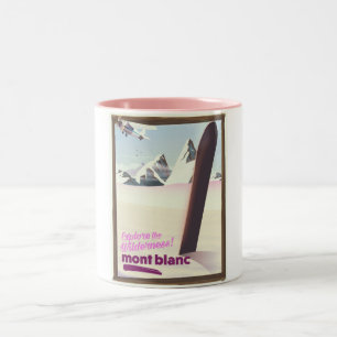 Mont-Blanc-Snowboard-Reiseplakat. Zweifarbige Tasse