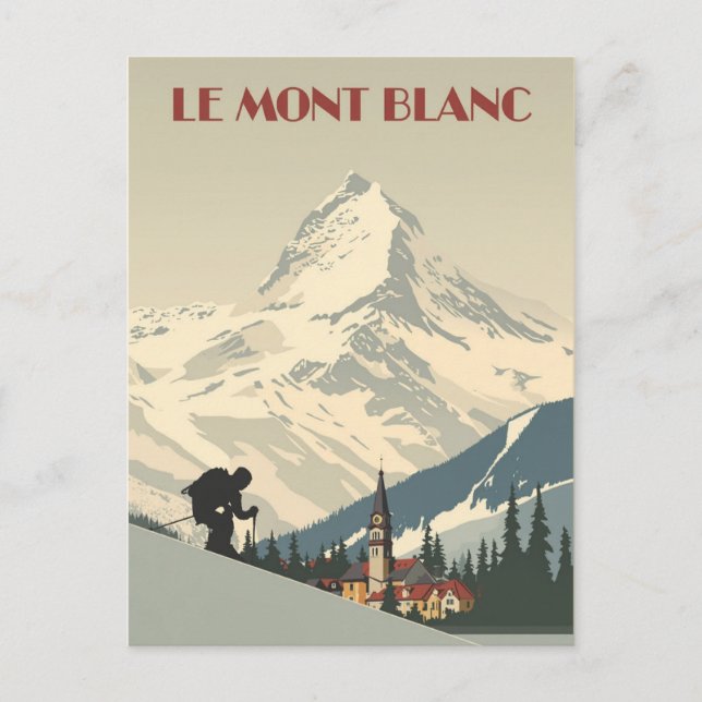 Mont Blanc Vintag Ski Poster Postkarte (Vorderseite)