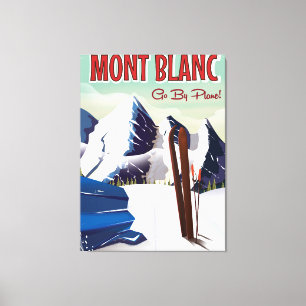 Mont Blanc Vintages Skifahrplakat Leinwanddruck