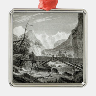 Mont Blanc von den Bädern von St. Didier Ornament Aus Metall