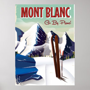 Mont-Blanc-Werbeposter für Skireisen im Vintage-St Poster