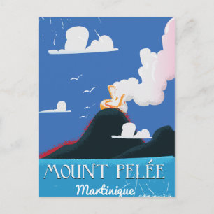 Mont Pelée, Martinique Vintage Reiseposter Postkarte