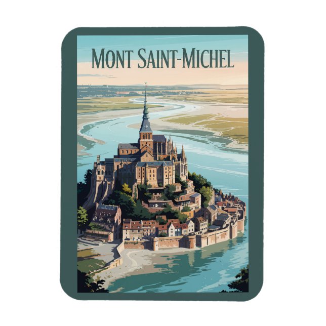 Mont-Saint-Michel France Illustration Travel Art Magnet (Vertikal)