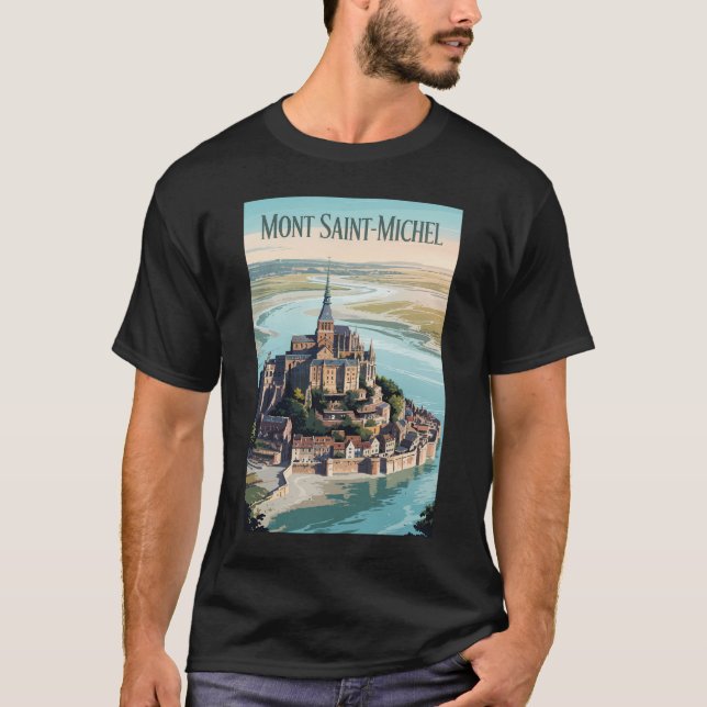 Mont-Saint-Michel France Illustration Travel Art T-Shirt (Vorderseite)