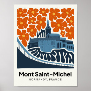 Mont Saint Michel Frankreich abstrakt Reise floral Poster