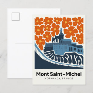 Mont Saint Michel Frankreich abstrakt Reise floral Postkarte