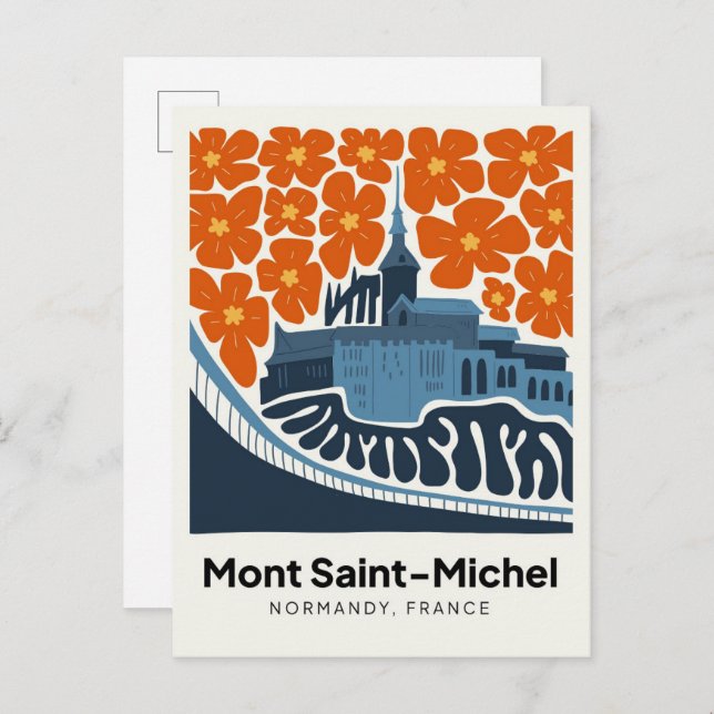 Mont Saint Michel Frankreich abstrakter Reiseraum Postkarte (Vorne/Hinten)