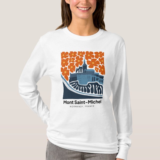 Mont Saint Michel Frankreich abstrakter Reiseraum T-Shirt (Vorderseite)