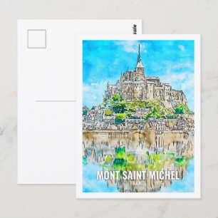 Mont Saint Michel Frankreich Berühmte Reise Wasser Postkarte