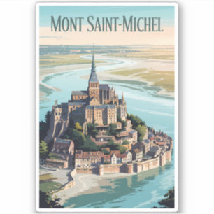 Mont-Saint-Michel Frankreich Illustration Reise Ku Aufkleber