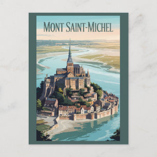Mont-Saint-Michel Frankreich Illustration Reise Ku Postkarte