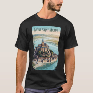 Mont-Saint-Michel Frankreich Illustration Reise Ku T-Shirt