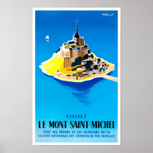 Mont Saint Michel Frankreich Jahrgang Reise Poster