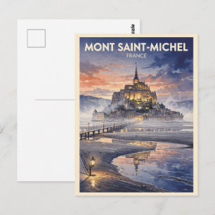 Mont Saint-Michel Frankreich Vintage Reise Postkarte