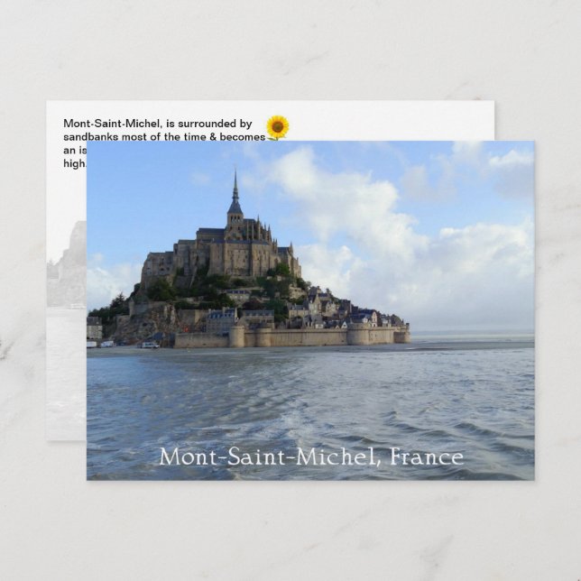 Mont-Saint-Michel High Tide, Normandie, Frankreich Postkarte (Vorne/Hinten)