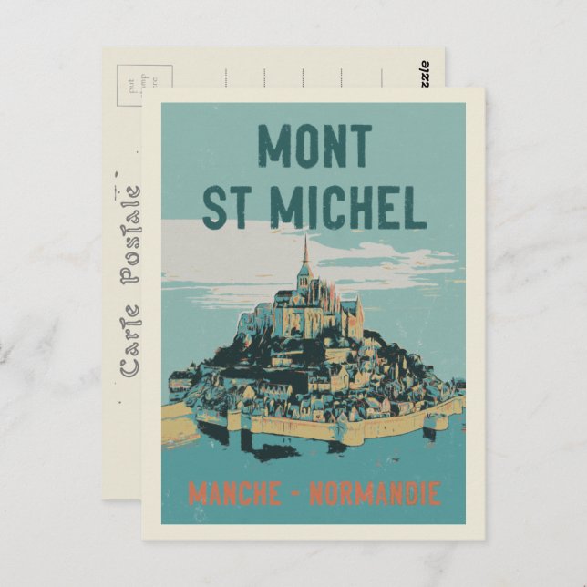 Mont Saint Michel Illustration Frankreich Postcard Postkarte (Vorne/Hinten)