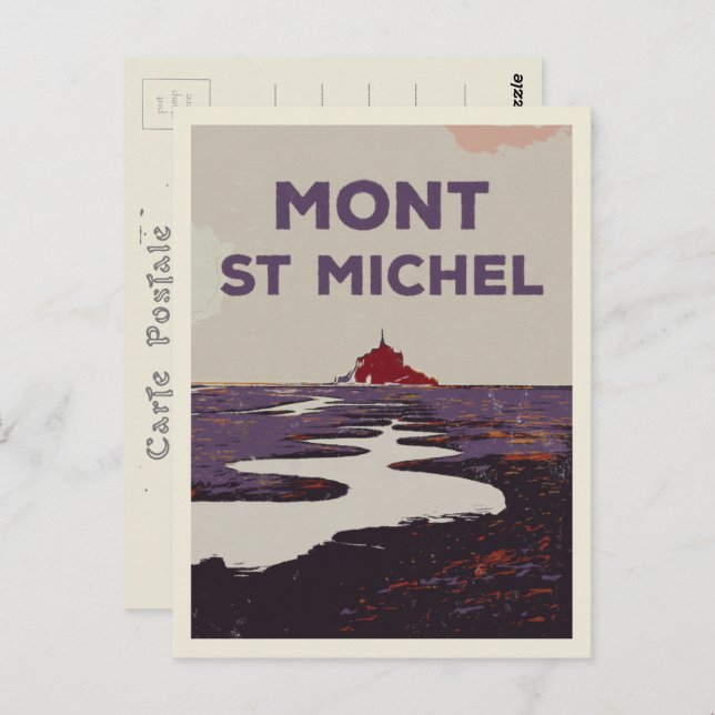 Mont Saint Michel Illustration Frankreich Postcard Postkarte (Vorne/Hinten)